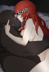 big_breasts blacked cuckold cuckolding dark-skinned_male dark_skin deep_kissing disturbed fat_man himeko_(honkai:_star_rail) honkai:_star_rail hug interracial kiss_mark kissing light-skinned_female lipstick lipstick_mark lord_dante middle_finger netorare ntr saliva saliva_drip ugly_bastard ugly_man