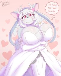 big_breasts breasts bridal_dress bride cleavage crying crying_female crying_with_eyes_open female furry huge_breasts snackbunnii thick_thighs wide_hips