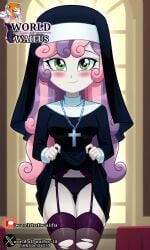 ai_generated lolita lolita_channel nun nun's_habit nun_habit nun_outfit sweetie_belle_(eg) sweetie_belle_(mlp)