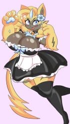 aurora_(nbanoob) big_breasts breasts cleavage female furry huge_breasts milliedininnell pokemon pokemon_(species) thick_thighs wide_hips zeraora