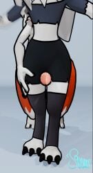 ambiguous_gender animated anthro canid canine canis duo ejaculation female generation_7_pokemon helluva_boss loona_(helluva_boss) lycanroc male male/female mammal nintendo pokemon pokemon_(species) sex short_playtime squeakycube thigh_sex wolf