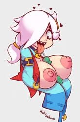 1boy 1girls blowjob brawl_stars breasts colette_(brawl_stars) crazy_girl duo female green_penis green_skin heart male penis penis_in_breasts spike_(brawl_stars) supercell tagme tagme_(artist) tongue tongue_out white_hair white_skin