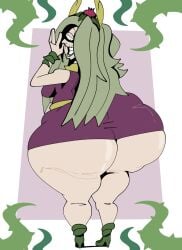 ass big_ass bottom_heavy bubble_butt clothing dat_ass fat_ass green_hair hair_over_one_eye hoovedleader huge_ass large_ass looking_at_viewer looking_back massive_ass smile terra_snapdragon the_owl_house thick_ass thick_thighs vines wide_hips