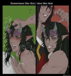 2boys clone demon demon_boy demon_horns demon_humanoid demon_slayer dominant dominant_male domination drool drooling gay green_eyes green_sclera hair_grab hantengu heart-shaped_pupils horny horny_male japanese japanese_clothes japanese_clothing japanese_male kanasino_1565 karaku kimetsu_no_yaiba long_bangs long_hair long_hair_male male male_focus male_only male_penetrating meme meme_reference muscles muscular muscular_male overstimulation pointy_ears red_eyes red_sclera sekido selfcest sharp_teeth snot snot_drip snot_trail sometimes_like_this_also_like_that submissive submissive_male tan-skinned_male tan_skin upper_moon yaoi