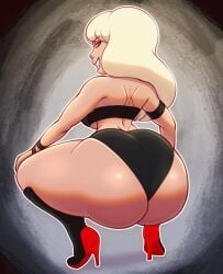 1girls animated animated_gif ass ass_clapping big_ass blonde_hair bottom_heavy bouncing_ass breasts bubble_butt cameltoe clapping_cheeks crop_top crouching dat_ass fat_ass female female_only gif heels huge_ass jackie_lynn_thomas jiggle jiggling_ass large_ass looking_at_viewer looking_back massive_ass n-kosi n-kosi_(coloring) red_eyes shoes shorts sith sith_lord smile solo squatting star_vs_the_forces_of_evil thick_ass thick_thighs twerking wide_hips