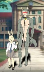 anthro beastars bondage canid canine canis cfnm coelho dominant dominant_female duo exhibitionism female haru_(disambiguation) humanoid humiliation lagomorph legoshi_(beastars) leporid lobo_(disambiguation) lupus male male/female mammal nude public rabbit secretrac wolf