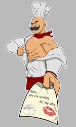 1boy chef chef_hat clothing color edbeastb flipline flipline_studios hat headband lifting_shirt male male_only muscles muscular_male notebook papa_louie papa_louie_(character) short_hair smile solo tagme video_game video_game_character video_game_franchise video_games