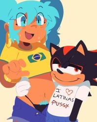 1boy 1boys 1girls abstractpurple anthro artist_request beach brazil brazilian brazilian_female brazilian_miku crossover female furry hatsune_miku heart human humanoid i_just_love_latinas_sonic latina shadow_the_hedgehog smiling sonic_(series) sonic_the_hedgehog_(series) tagme vocaloid