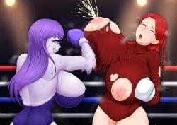 2girls adult adult_female ahe_gao ahegao_face areolae big_areola big_ass big_breasts big_butt blush boxing boxing_gloves boxing_ring breast_punch breasts breasts_bigger_than_head catfight closed_eyes cyclops cyclops_girl defeated dominant dominant_female domination duo enormous_breasts exposed_breasts female female/female female_only fight fighting_ring gigantic_breasts huge_breasts humanoid lactation large_breasts leotard light-skinned_female light_skin long_hair massive_breasts mature_female mature_woman milf milfs milk milk_squirt motion_lines movement_lines multiple_girls nipple_bulge nipple_outline nipples orgasm orgasm_face original original_character original_characters ornea_(waifuwars) pleasure_face purple_boxing_gloves purple_eye purple_gloves purple_hair purple_skin red_hair red_leotard ryona smile smiling standing steaming_body steamy_breath sweat sweatdrop sweating thick thick_hips thick_legs thick_lips thick_thighs tits_out tongue tongue_out torn_clothes torn_clothing voluptuous voluptuous_female waist white_boxing_gloves white_gloves wide_hips wide_thighs yuri