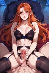 ai_generated castlevania cum handjob heart_eyes lenore_(castlevania) lingerie tagme