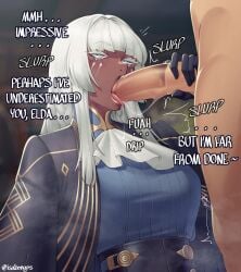 1boy 1girl 1girls 2024 2d 2d_artwork athletic_female atlus blowjob brigitta_lycaon dark-skinned_female dark-skinned_male dark_skin english english_text fellatio female female_focus femdom high_resolution highres human isabongos male/female metaphor:_refantazio oral oral_penetration oral_sex partially_clothed penis protagonist_(metaphor:_refantazio) text will_(metaphor:_refantazio)