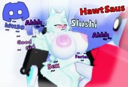 1boy1girl 3d big_breasts big_penis breasts chikn_nuggit fur furry furry_female hawt_saus_(chikn_nuggit) kitt30 kitt_rr34_(artist) penis pussy rape roblox robloxian sex slushi_(chikn_nuggit) tagme text