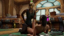 3d big_penis blaire_dawnstar blood_elf cum female ferlynn futa_on_female futanari handjob mastrubation selfsuck serenthia watching world_of_warcraft