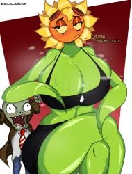 1girls anthro anthrofied ass breasts breasts female flora_fauna larger_female leo_el_random plant plant_girl plant_humanoid plantie plants_vs._zombies plants_vs_zombies popcap_games pussy smaller_male solar_flare_(pvz) sunflower_(pvz) zombie zombie_(pvz)