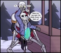 anal balls clothed clothing digital_media_(artwork) duo english_text gay genitals humanoid incest incest_(lore) male male/male papyrus_(undertale) penis sans_(undertale) sex skeleton text undertale undertale_(series)