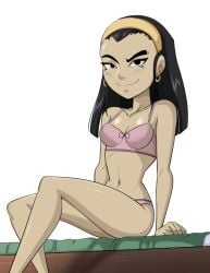 1girls black_hair bra code_lyoko deemlyart elisabeth_delmas female hairband panties solo solo_female