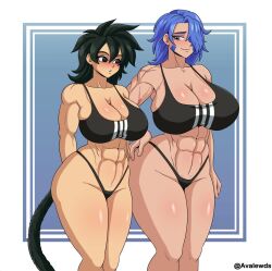 2girls avalugg big_ass big_breasts dragon_ball female female_only medium_support_(meme) original_character saiyan_girl tail thick_thighs