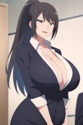 big_breasts chabashira_sae cleavage gigantic_breasts huge_breasts secretary ultrahentaisai