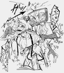 2024 alastor_(hazbin_hotel) anal anal_sex anal_sex antlers artist_request claws deer deer_humanoid demon demon_boy gay hazbin_hotel humanoid male penis vox_(hazbin_hotel)