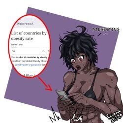 alyssa_(fellatrix) dark-skinned_female dark_skin fat_fetish keyaruki meme muscular muscular_female phone