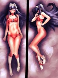 bangs blush bra dakimakura dakimakura_design fukou_da_man long_hair panties socks tagme tohno_akiha tsukihime underwear