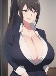 big_breasts chabashira_sae cleavage gigantic_breasts huge_breasts secretary ultrahentaisai