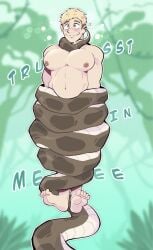 1boy big_belly big_nipples big_pecs big_smile blonde_hair blush blushing coiling coils crossover delicious_in_dungeon drool drooling dungeon_meshi ear_rub himbonosis hypnosis hypnotized kaa laios_touden male male_nipples male_only man_tits manboobs moobs muscle_gut muscles muscular_male nipples nude nude_male pecs short_hair smile smiling snake the_jungle_book thick_body wide_eyed