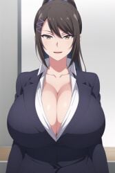 big_breasts cleavage gigantic_breasts huge_breasts secretary ultrahentaisai