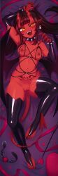 cropped_image dakimakura dakimakura_design demon demon_girl demon_horns demon_tail devil_girl devil_horns devil_tail elbow_gloves fangs feet meru_(merunyaa) meruccubus_(merunyaa) merunyaa nipple_piercing nipples original original_character pierced_nipples pubic_tattoo pussy red_skin succubus succubus_costume succubus_horns succubus_tail succubus_wings tattoo thighhighs third-party_edit yellow_eyes