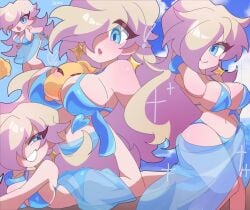 1girls 2024 anger_vein angry big_breasts bikini blue_bikini blue_heart blush breast_smother breasts earrings female female_only heart luma mario_(series) nintendo princess_rosalina satoro301 smile smiling smiling_at_viewer solo star_earrings super_mario_galaxy