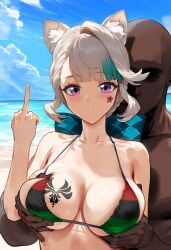 ai_generated blacked dark-skinned_male from_behind genshin_impact groping himeno lynette_(genshin_impact) middle_finger qos queen_of_spades