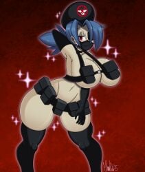 big_breasts blue_hair breasts face_mask red_eyes skullgirls tagme theiransonic valentine_(skullgirls)