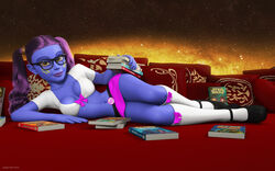 1girls 2015 3d alien alien_girl artist_name bare_shoulders bed beltskirt big_breasts blue-skinned_female blue_skin book busty cleavage clone_wars curvy eyelashes female female_only footwear front_view glasses high_heels holding_object hourglass_figure humanoid indoors inside kondaspeter legwear long_hair looking_at_viewer lying mammal marking midriff miniskirt pantoran pillow pink_skirt pose posing purple_hair riyo_chuchi room shadow shiny shiny_skin shirt skirt solo star_wars stockings tied_hair twintails voluptuous white_footwear white_legwear white_shirt white_stockings wide_hips yellow_eyes