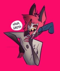 2024 alastor_(hazbin_hotel) antlers artist_request claws deer deer_humanoid demon demon_boy gay hazbin_hotel humanoid male penis vox_(hazbin_hotel)