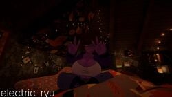 big_ass big_breasts deltarune dino_girl electric_ryu female freckles freckles_on_breasts freckles_on_shoulders muscular_female purple_skin susie_(deltarune) video vrchat vrchat_avatar yellow_claws yellow_sclera