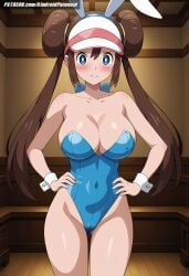 ai_generated aindroidparanoid ass big_breasts blue_eyes blush breasts brown_hair bunny bunny_costume bunny_ears bunny_girl bunny_tail bunnysuit buns busty cameltoe cap casino curvy female female_only game_freak hips huge_breasts large_breasts narrow_waist navel pokemon pokemon_bw2 rosa_(pokemon) slim_waist stable_diffusion voluptuous wide_hips