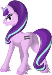 2018 alpha_channel annoyed ass cutie_mark equine female feral friendship_is_magic grypher horn looking_at_viewer looking_back mammal multicolored_hair my_little_pony presenting presenting_pussy pussy simple_background solo starlight_glimmer transparent_background two_tone_hair unicorn