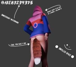 3d 3d_(artwork) ass buttplug buttplug_tail female female_focus female_only fortnite fortnite:_battle_royale foxtail iris_(fortnite) meme pink_sweater sex_toy