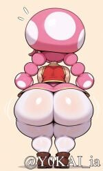 ai ai_art ai_generated backside enormous_ass fat_ass mario_(series) shortstack small_breasts smaller_female super_mario_bros. toad_(mario) toadette transparent_clothing wide_hips yokai_arts