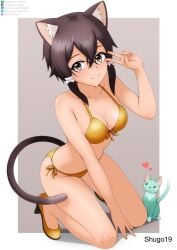 1girls 2d 2d_(artwork) 2d_artwork animal_ear_fluff animal_ears animal_tail arm_support arm_up asada_shino bare_arms bare_belly bare_calves bare_chest bare_hands bare_hips bare_knees bare_legs bare_midriff bare_navel bare_shoulders bare_skin bare_thighs belly belly_button bikini bikini_bottom bikini_only bikini_top breasts brown-eyed_female brown-haired_female brown_eyebrows brown_eyes brown_hair calves cat_ears cat_tail cleavage closed_mouth_smile collarbone curvaceous curvaceous_body curvaceous_female curvaceous_figure curvaceous_hips curvaceous_teen curvy curvy_body curvy_female curvy_figure curvy_hips curvy_teen digital digital_art digital_drawing digital_drawing_(artwork) digital_media digital_media_(artwork) elbows exposed_arms exposed_belly exposed_chest exposed_hips exposed_legs exposed_midriff exposed_navel exposed_shoulders exposed_skin exposed_thighs feet female female_focus female_only fingers footwear full_body glasses glasses_on_face glasses_on_head grey_background groin hair_between_eyes hair_ribbon hair_tie half_naked half_nude halterneck hand_up head_tilt high_heels high_resolution high_school_student highres inguinal_crease inguinal_ligament kneeling kneeling_on_ground knees lean_figure legs looking_at_viewer midriff naked naked_female naked_woman narrow_waist navel nude nude_female nudity peace_sign petite petite_body petite_breasts petite_female petite_girl petite_tits ribbon school_girl semi_nude shoes short_hair shoulders shugo19 side-tie_bikini sidelocks sign simple_background sitting slender_body slender_waist slim_waist small_breasts smile smiley_face smiling smiling_at_viewer smirk solo string_bikini swimsuit swimwear sword_art_online teen_girl teenage_girl teenager thigh_gap thighs tilted_head toes v v_sign white_hair_ribbon white_hair_tie white_ribbon wide_hips yellow_bikini yellow_bikini_bottom yellow_bikini_top yellow_footwear yellow_high_heels yellow_shoes yellow_string_bikini yellow_swimsuit yellow_swimwear young_female young_woman