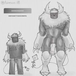 2boys ashxrzzz clawed_fingers claws feral forsaken_(roblox) guest_666_(forsaken) hooves horns horns_and_hooves horsecock looking_at_viewer male_only request requested roblox roblox_game self_upload size_difference strawpage_request