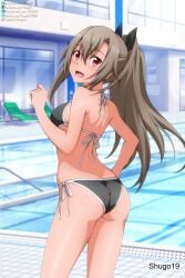 1girls 2d 2d_(artwork) 2d_artwork ass ass_cleavage ass_crack back bare_arms bare_back bare_belly bare_chest bare_hands bare_hips bare_legs bare_midriff bare_navel bare_shoulders bare_skin bare_thighs bikini bikini_bottom bikini_only bikini_top black_bikini black_bikini_bottom black_bikini_top black_hair_ribbon black_hair_tie black_ribbon black_string_bikini black_swimsuit black_swimwear breasts brown-haired_female brown_eyebrows brown_hair collarbone day daylight daytime digital digital_art digital_drawing digital_drawing_(artwork) digital_media digital_media_(artwork) elbows exposed_arms exposed_back exposed_belly exposed_chest exposed_hips exposed_legs exposed_midriff exposed_navel exposed_shoulders exposed_skin exposed_thighs eydis_synthesis_ten female female_focus female_only fingers gluteal_fold hair_between_eyes hair_ribbon hair_tie half_naked half_nude halterneck head_tilt high_resolution highres hourglass_figure inframammary_fold lean_figure long_hair looking_at_viewer looking_back looking_back_at_viewer median_furrow medium_breasts naked naked_female naked_woman narrow_waist nude nude_female nudity open_mouth open_mouth_smile outdoor outdoor_nudity outdoors outside parted_lips ponytail pool poolside red-eyed_female red_eyes ribbon semi_nude shoulder_blades shoulders shugo19 side-tie_bikini sideboob sidelocks slender_body slender_waist slim_waist smile smiley_face smiling smiling_at_viewer solo standing string_bikini swimsuit swimwear sword_art_online thick_ass thick_butt thighs tilted_head tongue upper_body wide_hips