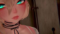 1girls 3d animated bikini black_nails blonde_hair blue_eyes caress caressing close-up close_up curvaceous curvy fangs fat_ass first_person_view flameknight7 freckles freckles_on_face grinding indoors kissing large_breasts looking_at_viewer mirror mirror_reflection mole_on_breast mostly_clothed music open_mouth original original_character pointy_ears pov sharp_teeth shower showering sound tagme tattoo tattoos teal_eyes tease teasing teasing_viewer thick_thighs tongue tongue_out video vrchat vrchat_avatar wet wet_body