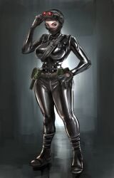 abstract_background alternate_version_available balaclava bandolier big_breasts black_clothing black_ops_(half-life) black_ops_assassin blue_eyes bodysuit boots clothed female female_only front_view gloves goggles grenade half-life half-life_(series) hand_on_waist looking_at_viewer night_vision_goggles skin-tight_suit solo stanbl7 standing tagme tight_clothing
