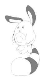 1boy animal_genitalia belly big_ears big_tail feet fully_sheathed furry herpestid looking_away male male_only mammal monochrome nintendo paws pokémon_(species) pokemon pokemon_gsc rodent sentret sheath solo somnamg tail testicles video_games white_background