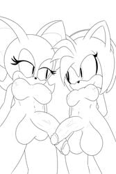 amy_rose anthro balls bat breasts dickgirl futa_with_futa futanari hedgehog humanoid intersex intersex/intersex kamikiller mammal nude penis rouge_the_bat smile sonic_(series)