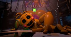 1girls 3d 3d_(artwork) ass bib big_ass chickenchicalover clothed clothed_female emerging female female_only five_nights_at_freddy's five_nights_at_freddy's_2 fnaf2_location panties pink_panties robot robot_girl solo solo_female tagme toy_chica_(fnaf) vent