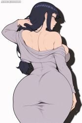 1girls 2d 2d_(artwork) ai_generated ass back_view big_ass breasts curvy curvy_body curvy_female curvy_figure dress female female_only huge_ass hyuuga_hinata long_hair naruto naruto_(series) naruto_shippuden pose purple_eyes purple_hair seductive seductive_pose sexy sexy_pose solo solo_female waifuinvoker wide_hips