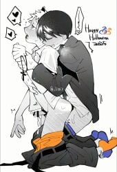 2boys ahe_gao ahegao_face anal anal_sex blush cock_in_ass cross cum cum_while_penetrated devil_horns gay halloween hikaru_indou hikaru_indou_(the_summer_hikaru_died) mole mole_under_mouth sex tagme the_summer_hikaru_died yaoi yoshiki_tsujinaka