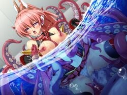 1boy air_bubble black_gloves black_thighhighs blush breasts breasts_out bubble censored chest_jewel clothing_aside dutch_angle elbow_gloves exs-ptia_chevalier exs-tia_chevalier_(exs-tia_2) female game_cg gloves headgear high_ponytail inoino kouyoku_senki_exs-tia large_breasts large_variant_set leotard leotard_aside long_hair mosaic_censoring nipple_stimulation nipple_tweak nipples non-web_source octopus official_art open_mouth partially_submerged partially_underwater_shot penis pink_hair ponytail purple_eyes rape rieszverne_suzette_paladill saliva sex skirt slime_(substance) solo_focus straight suction_cups symbol-shaped_pupils tentacle tentacle_sex thighhighs underwear vaginal_penetration variant_set water wet white_leotard zoophilia
